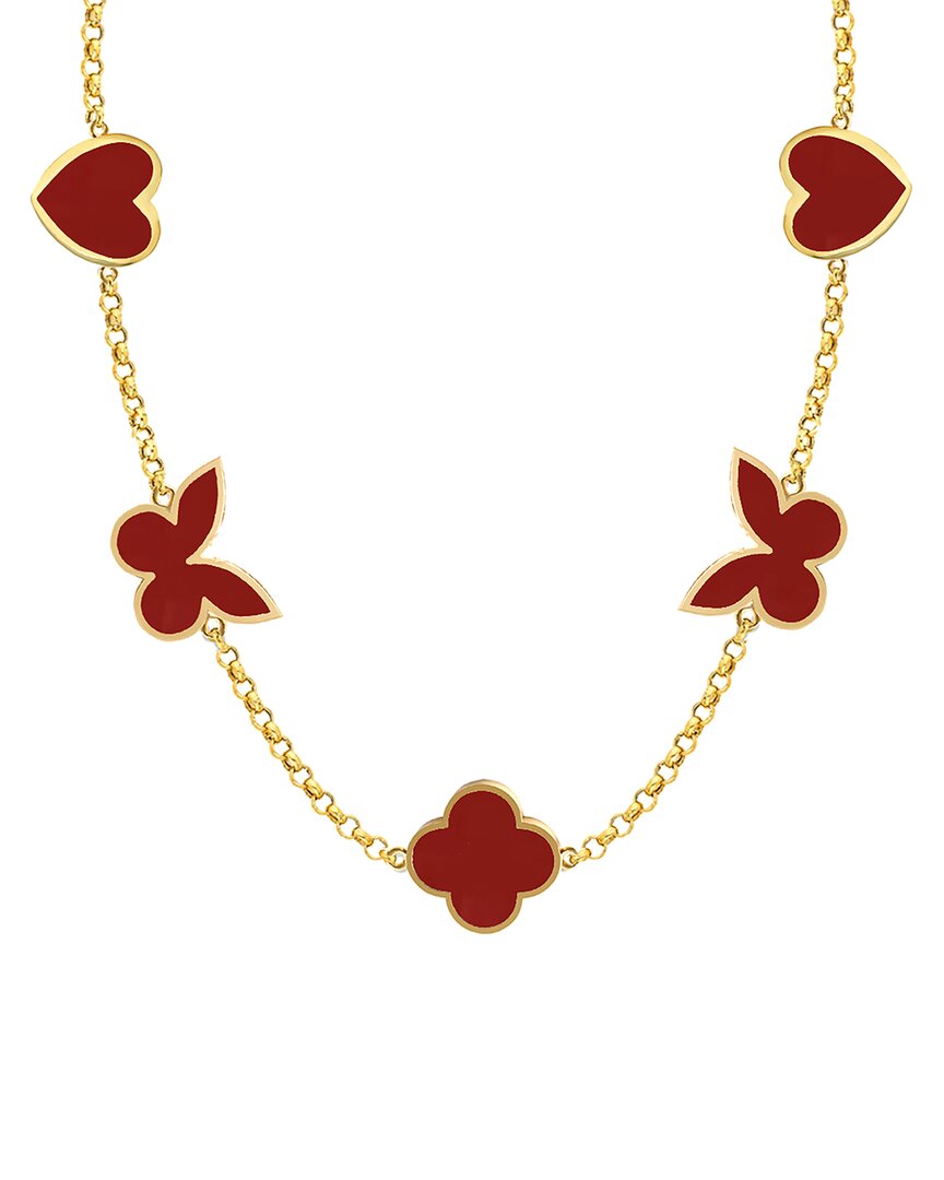Gabi Rielle 14k Over Silver Red Carnelian Stackable Necklace