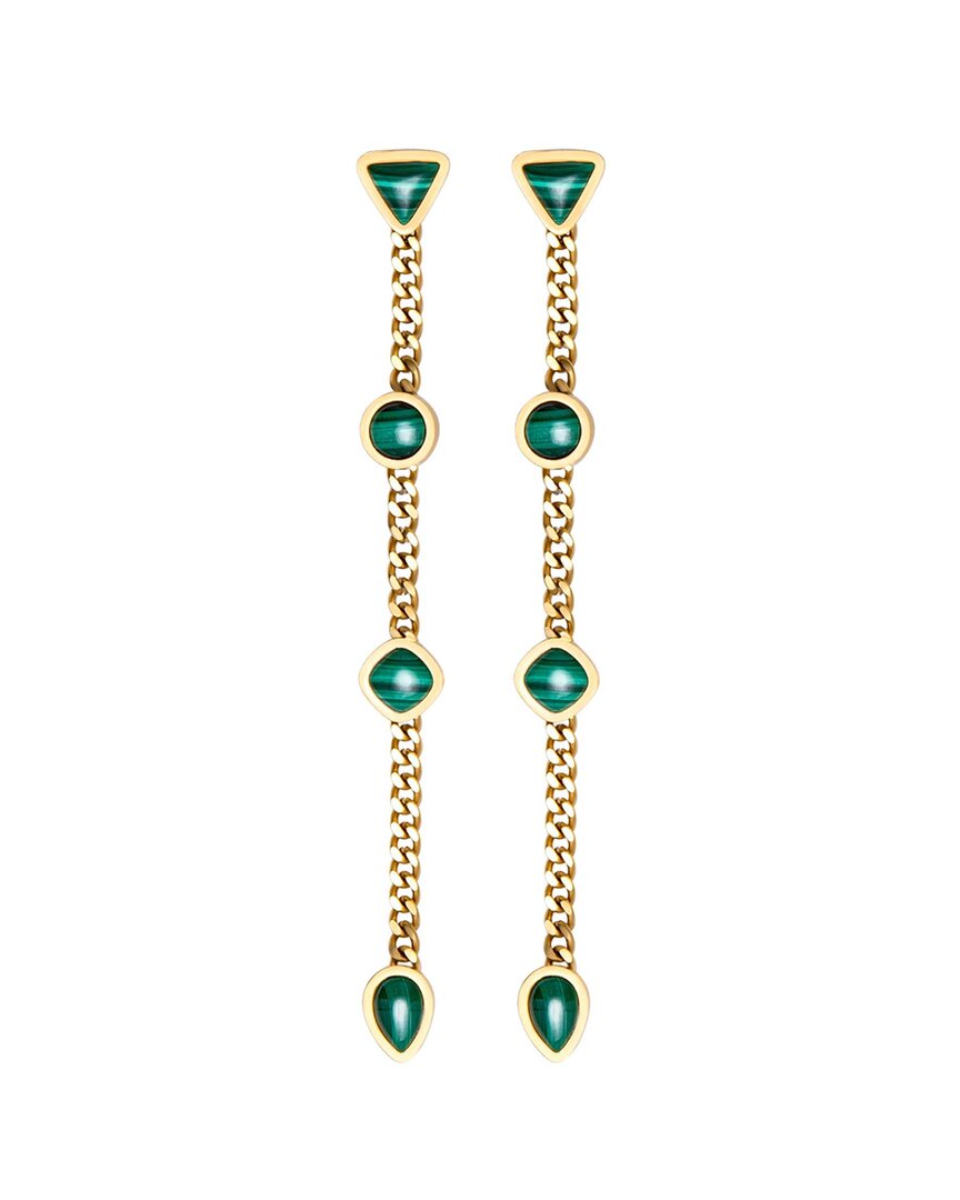St. Moran 18k Plated 10.00 Ct. Tw. Malachite Lafeyette Earrings