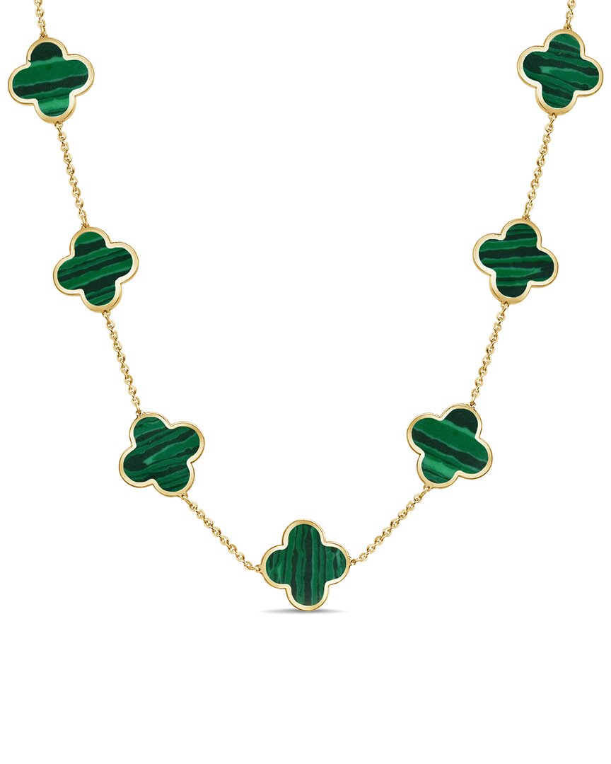Italian Gold 14k Malachite Layered Necklace