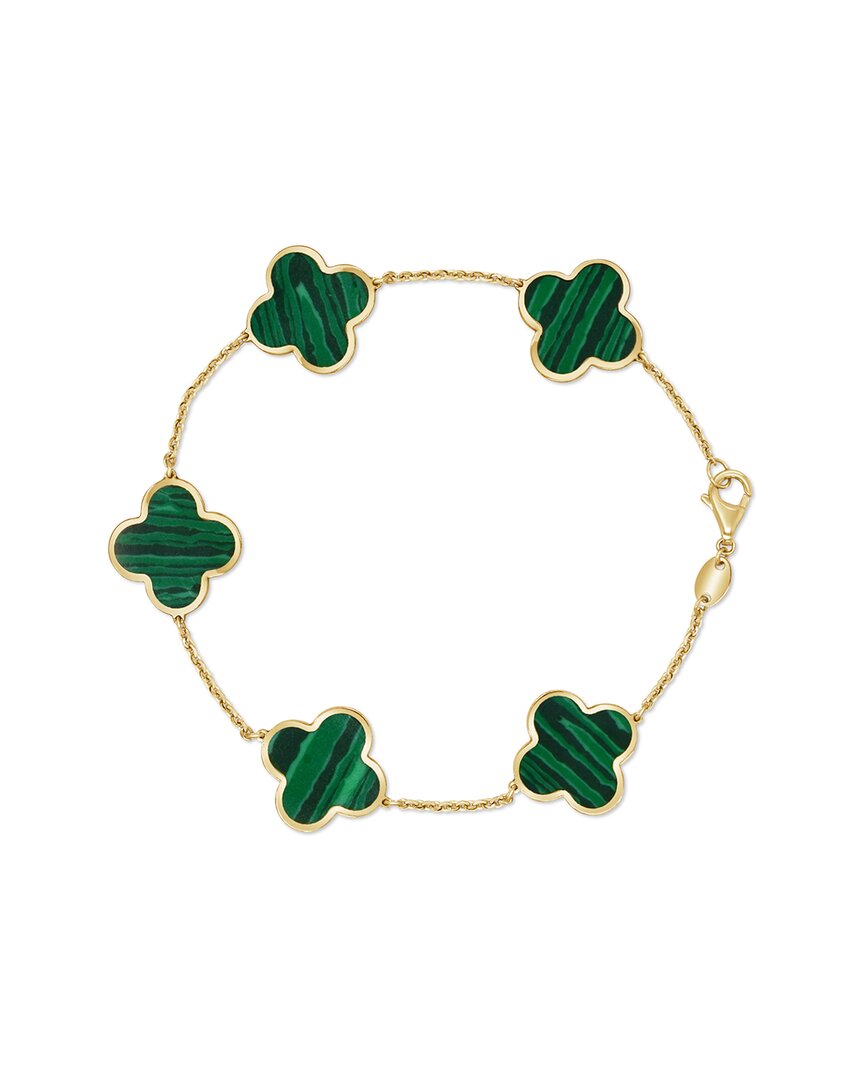 Italian Gold 14k Malachite Stackable Bracelet
