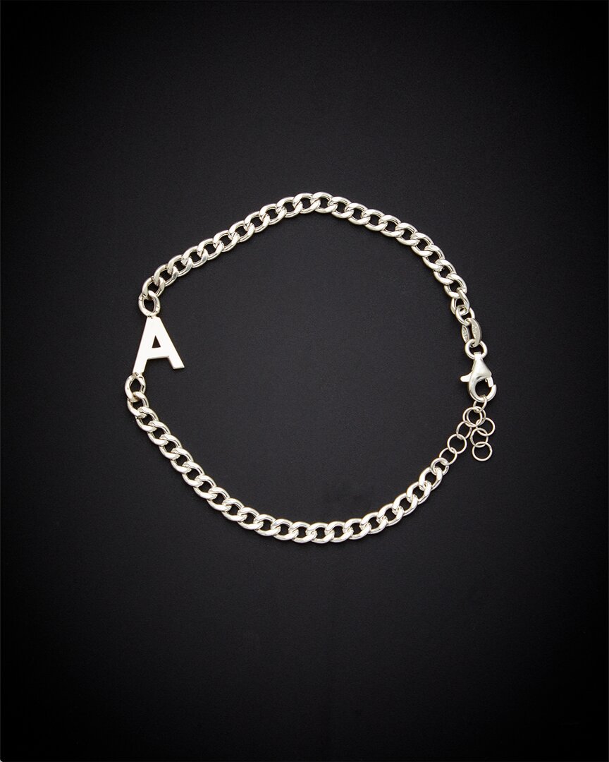 Italian Gold Over Silver 18k  Initial Link Bracelet In Metallic