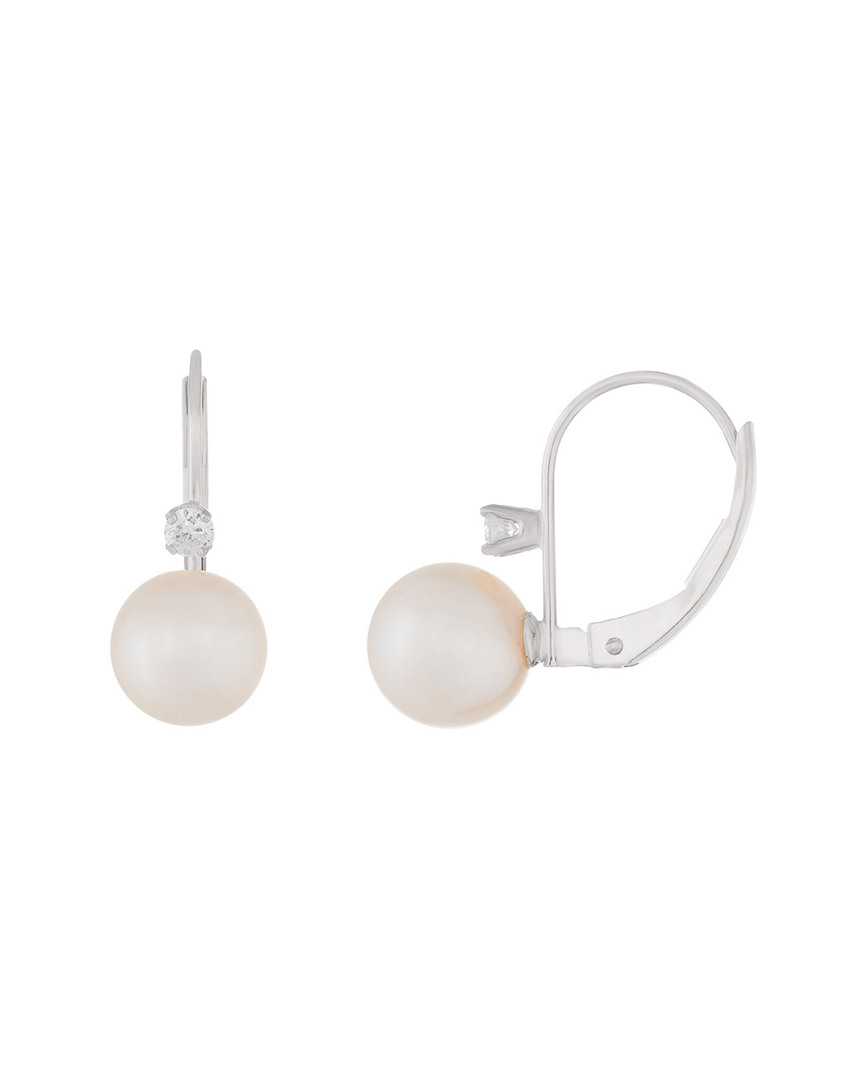 Shop Splendid Pearls 14k 0.06 Ct. Tw. Diamond & 6-6.5mm Akoya Pearl Earrings