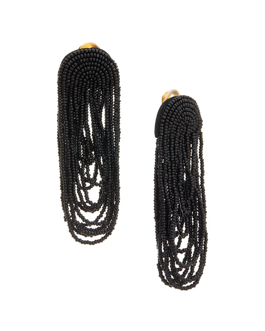 Oscar De La Renta Beaded Double Curtain Earrings