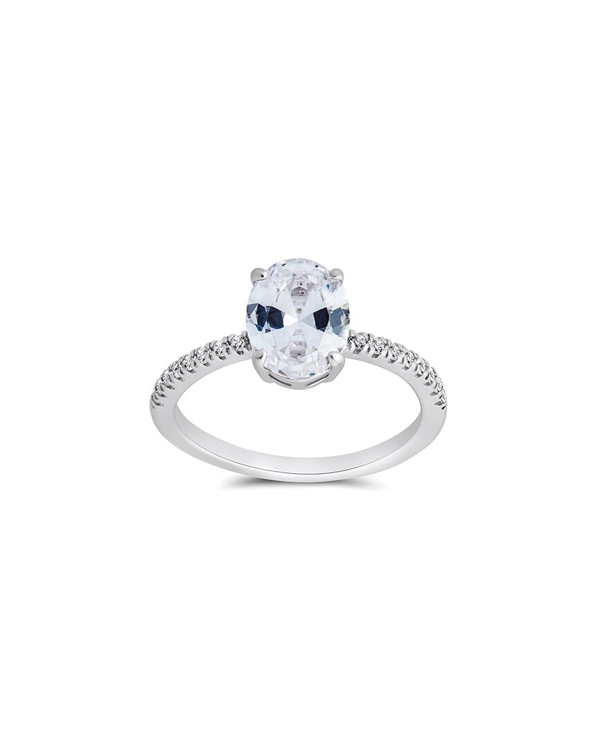 Sterling Forever Silver Cz Oval Ring