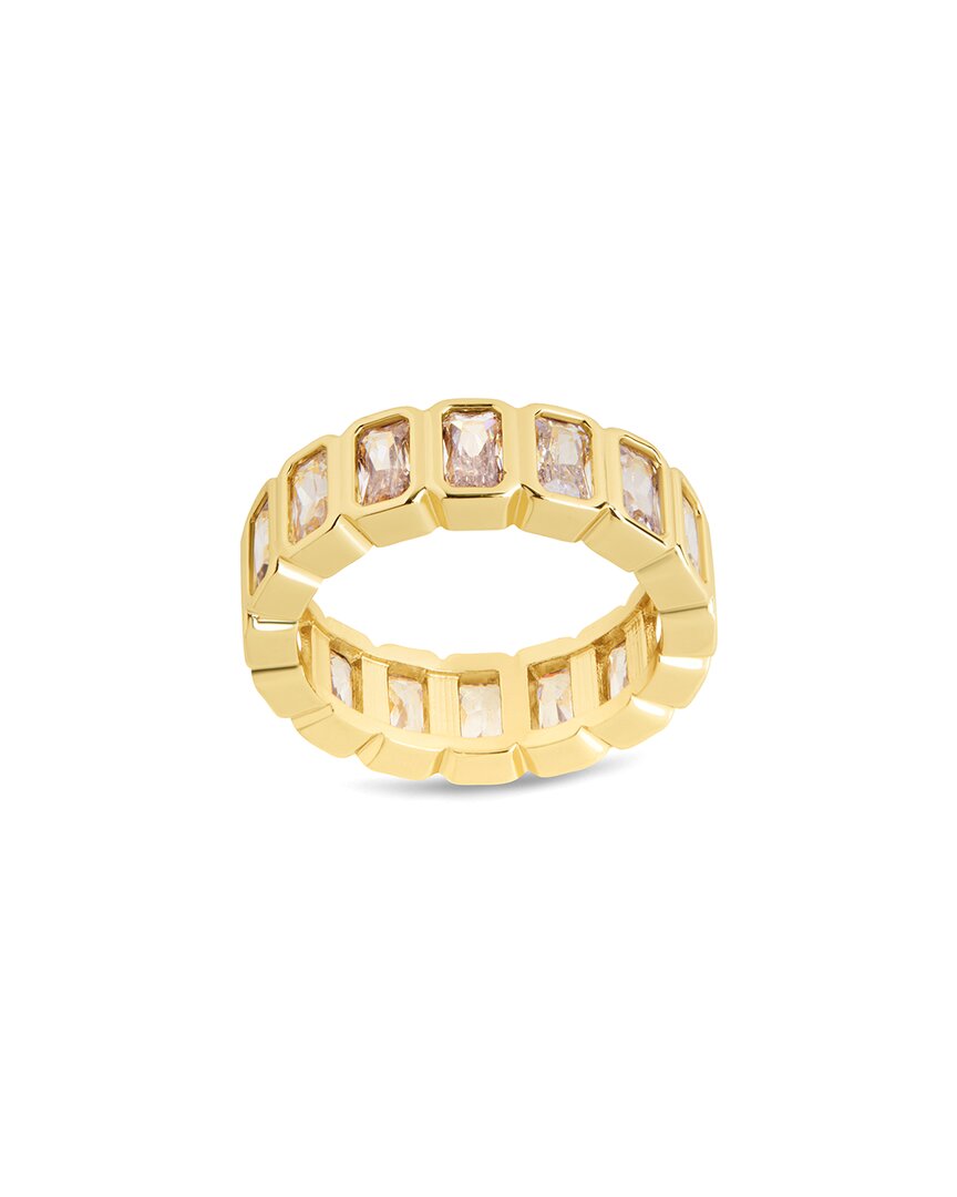 Sterling Forever 14k Plated Cz Jackie Bezel Station Ring