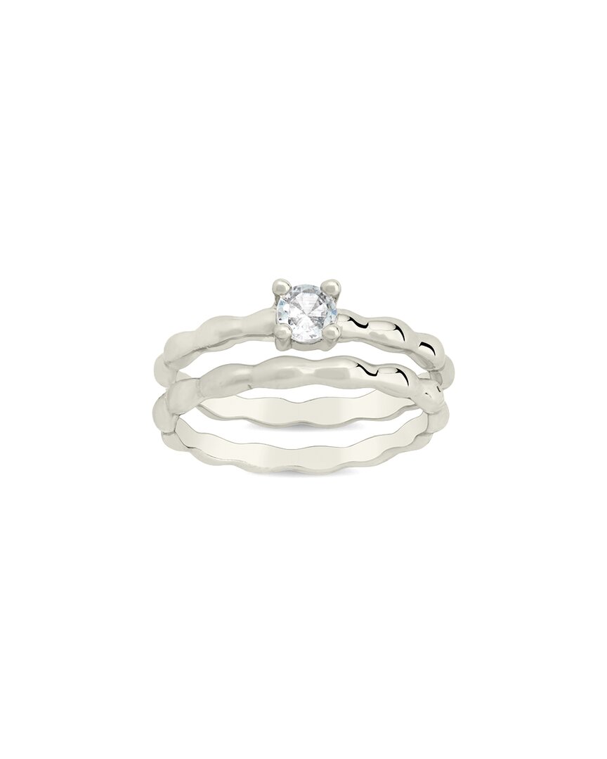 Sterling Forever Cz Nicola Molten Band Ring Set