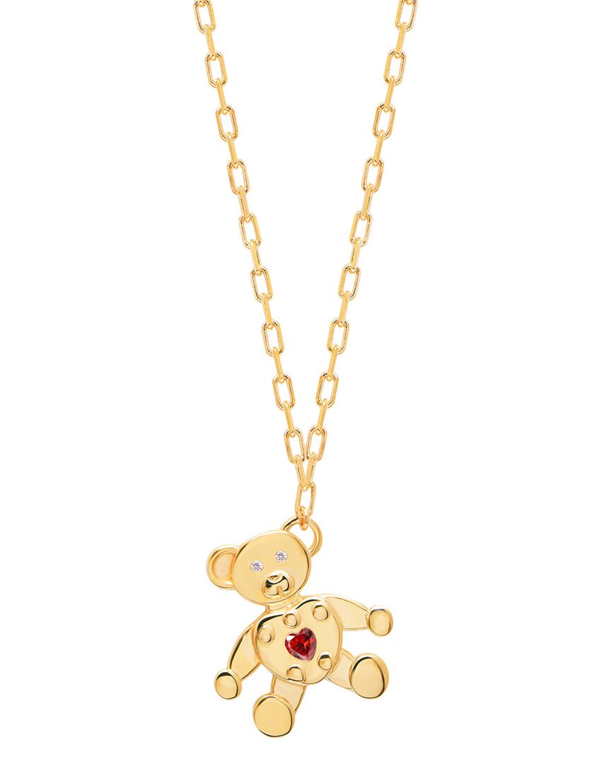 Gabi Rielle Color Forward 14k Vermeil Ruby Teddy Bear Necklace