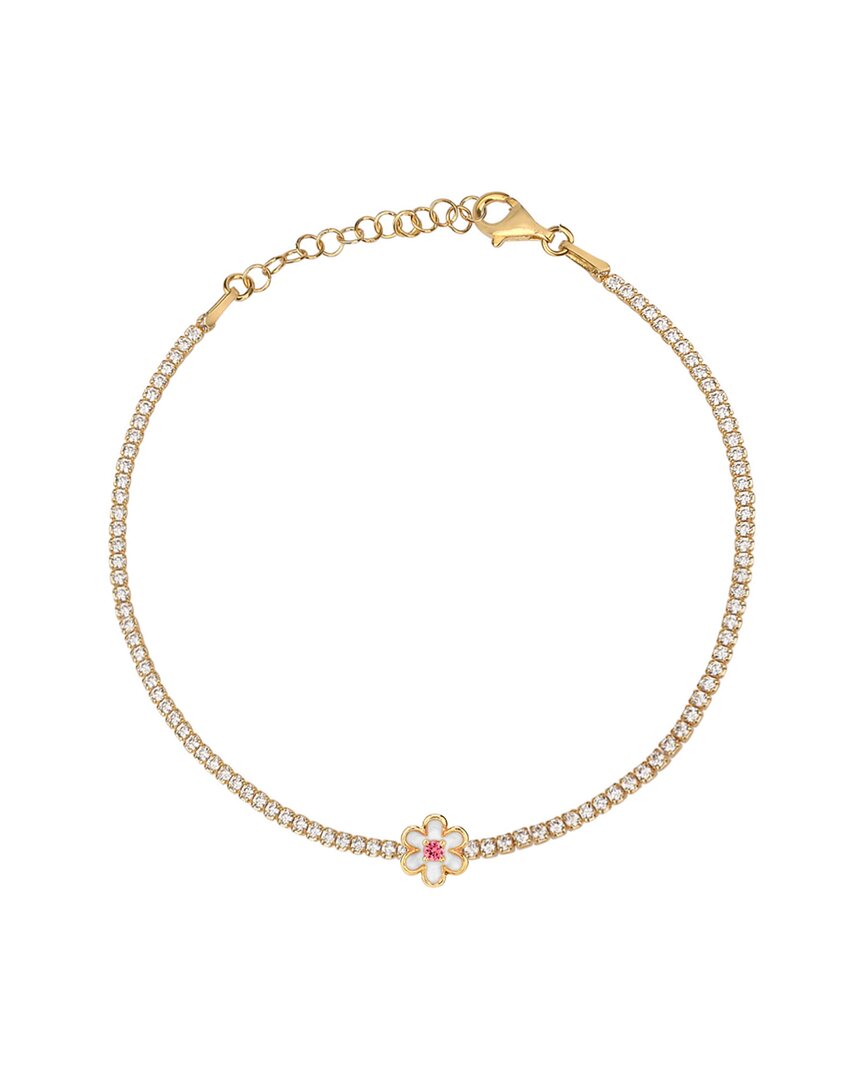 Gabi Rielle Women's Color Forward Gold Vermeil & Crystal Flower Tennis Bracelet