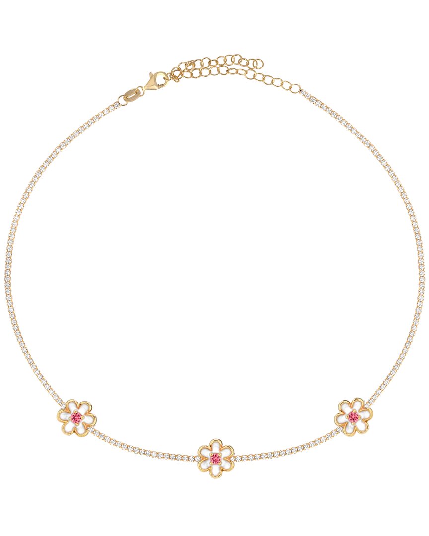 Shop Gabi Rielle Color Forward 14k Vermeil Crystal Flower Tennis Choker Necklace