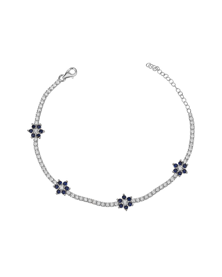 Gabi Rielle Color Forward Silver Crystal Flower Tennis Bracelet