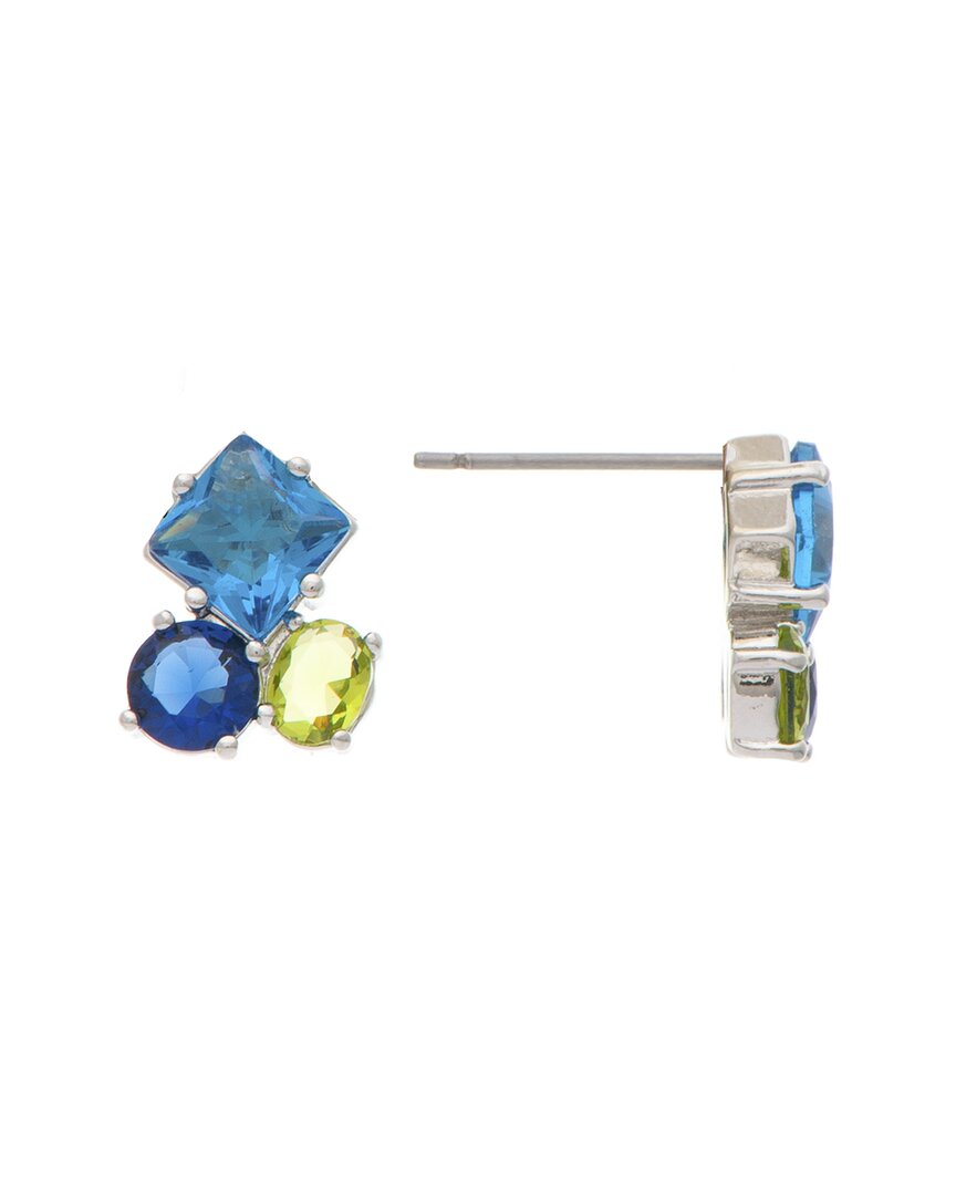 Rivka Friedman Rhodium Plated Crystal Cluster Earrings