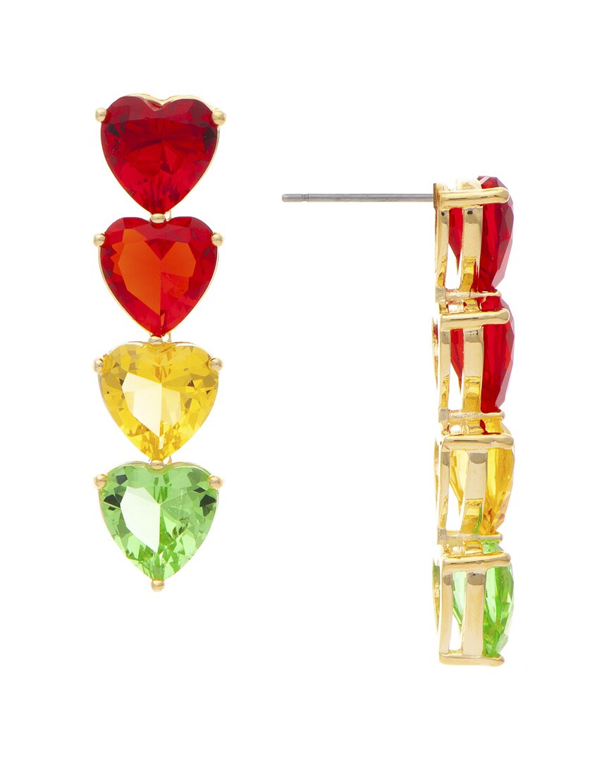 Rivka Friedman Heart Shaped Multi Crystal Drop Earrings In Gold