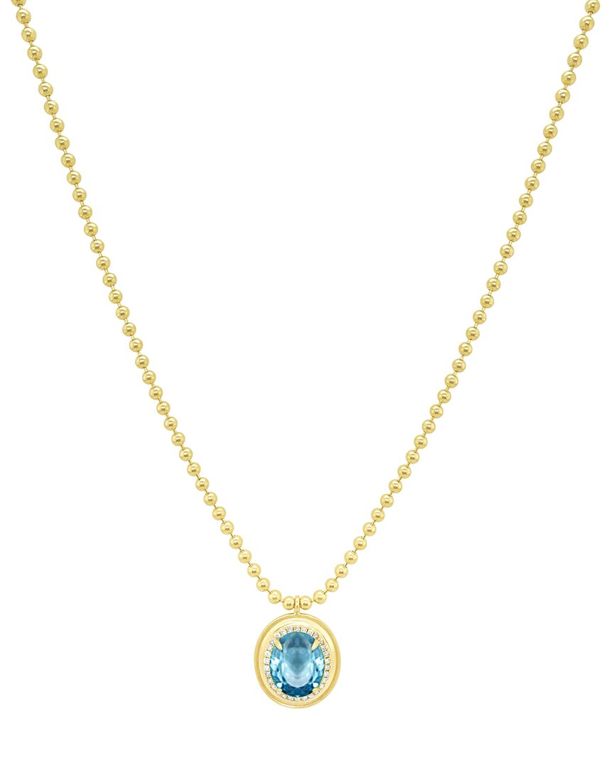 Meira T 14k 3.56 Ct. Tw. Diamond & Blue Topaz Necklace