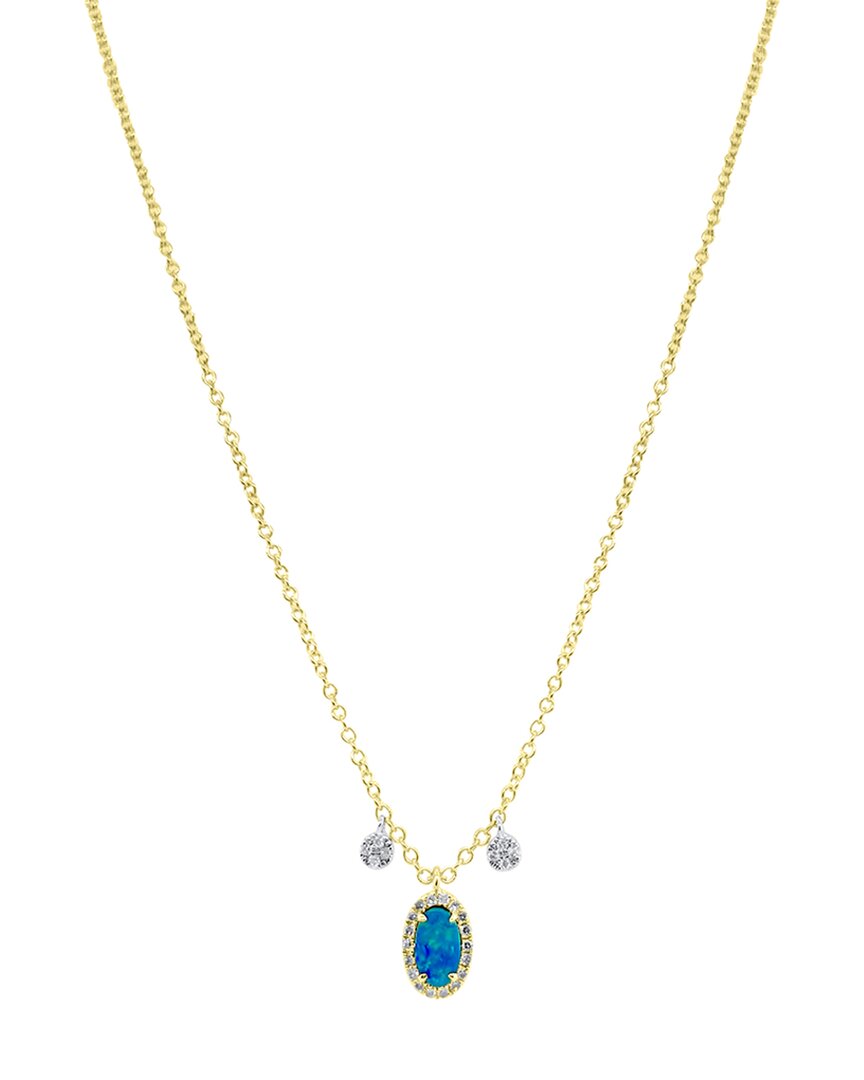Meira T 14k 0.25 Ct. Tw. Diamond & Opal Necklace