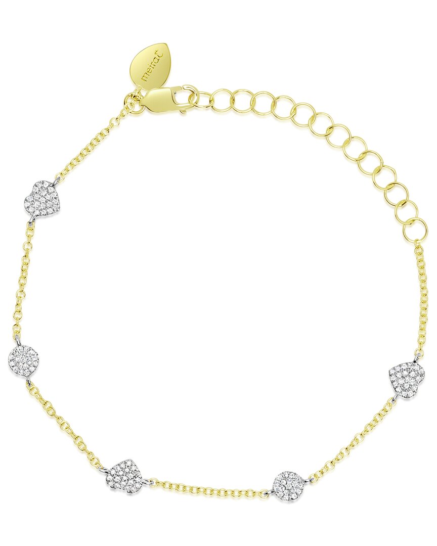 Meira T 14k White & Yellow Gold Diamond Heart Cluster Link Bracelet