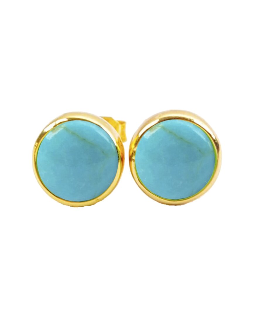 Liv Oliver 18k Plated Turquoise Stud Earrings