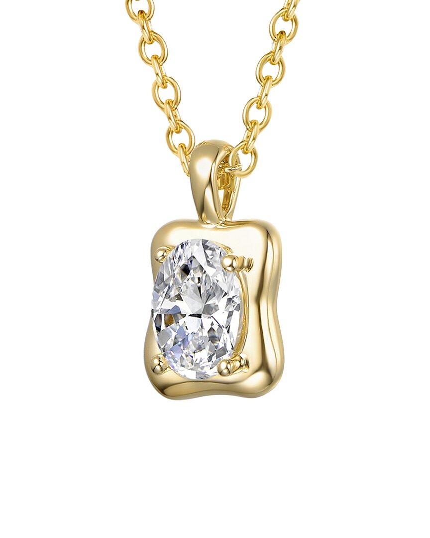 Genevive Sterling Silver 14k Gold Plated With Clear Cubic Z
