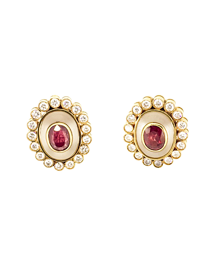 Arthur Marder Fine Jewelry 18k 4.00 Ct. Tw. Diamond, Ruby, & Crystal Earrings