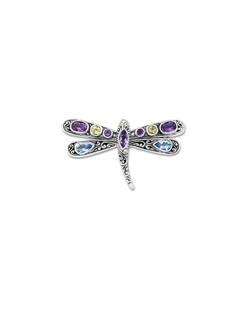 Samuel B. 18k & Silver Gemstone Dragonfly Pendant