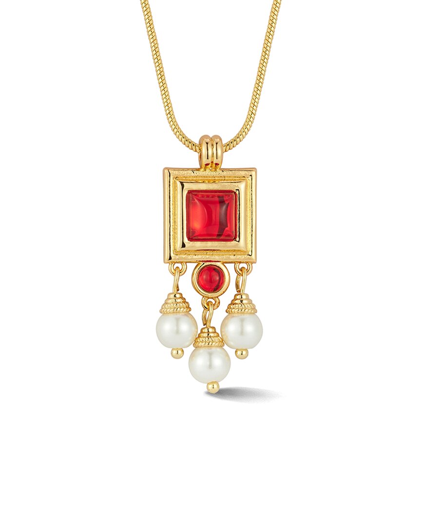 Chloe & Madison Chloe And Madison 18k Gold Plated Faux Pearl Drop Jewel Pendant Necklace