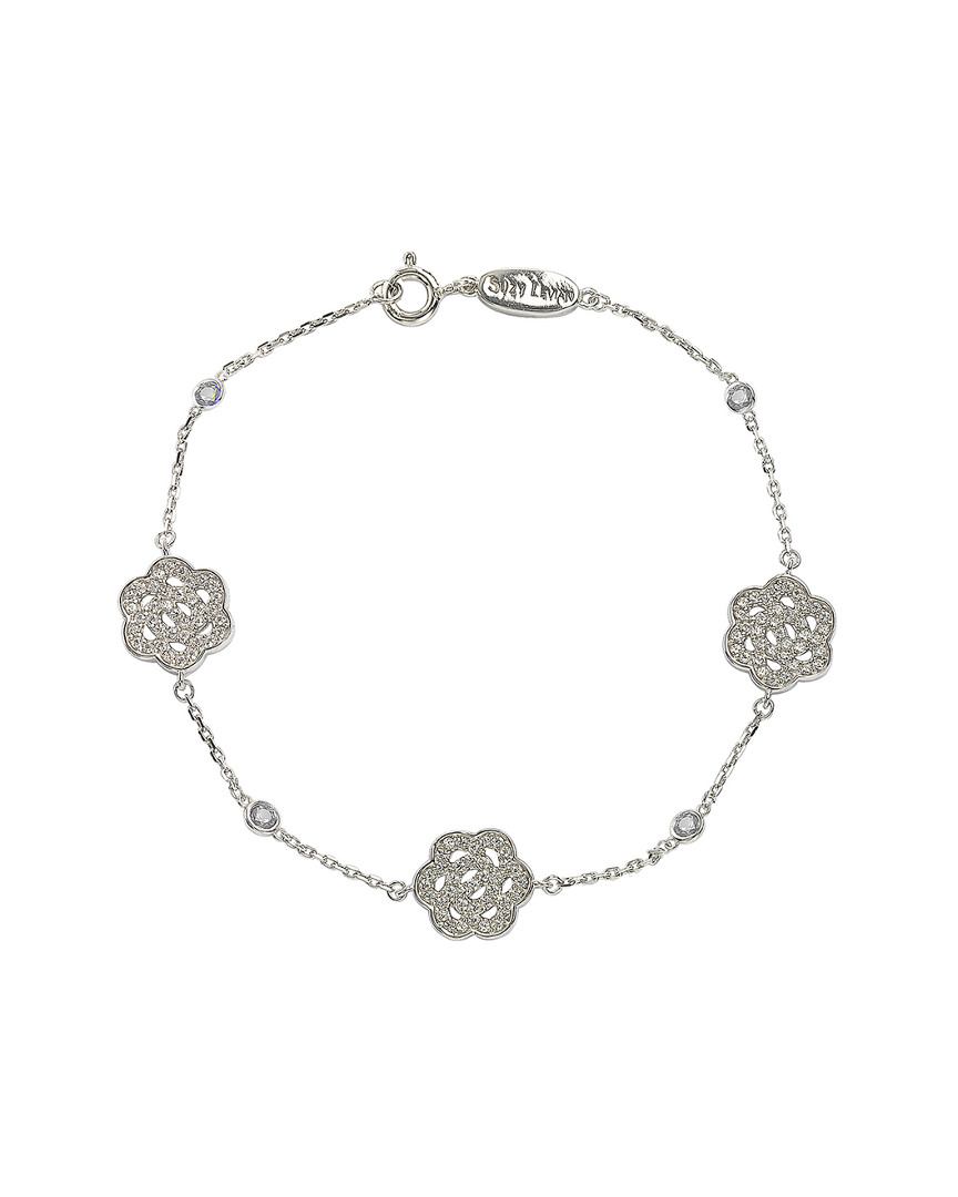 Shop Suzy Levian Silver Sapphire Flower Station Bracelet