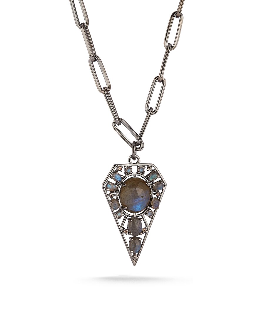 Banji Jewelry Silver 11.88 Ct. Tw. Diamond & Labradorite Pendant Necklace In Gold