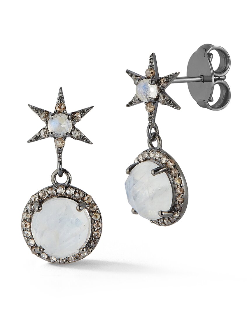 Shop Banji Jewelry Silver 2.53 Ct. Tw. Diamond & Moon Stone Drop Earrings