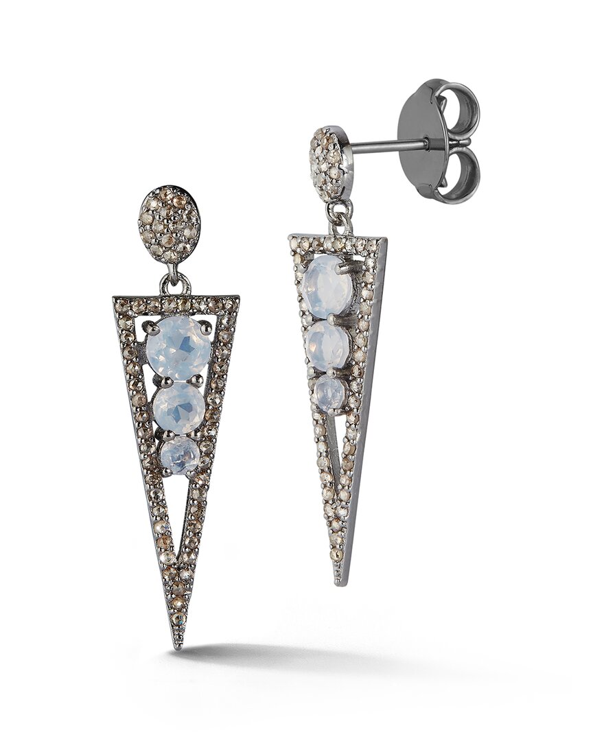 Banji Jewelry Silver 2.92 Ct. Tw. Diamond & Moon Stone Dagger Earrings