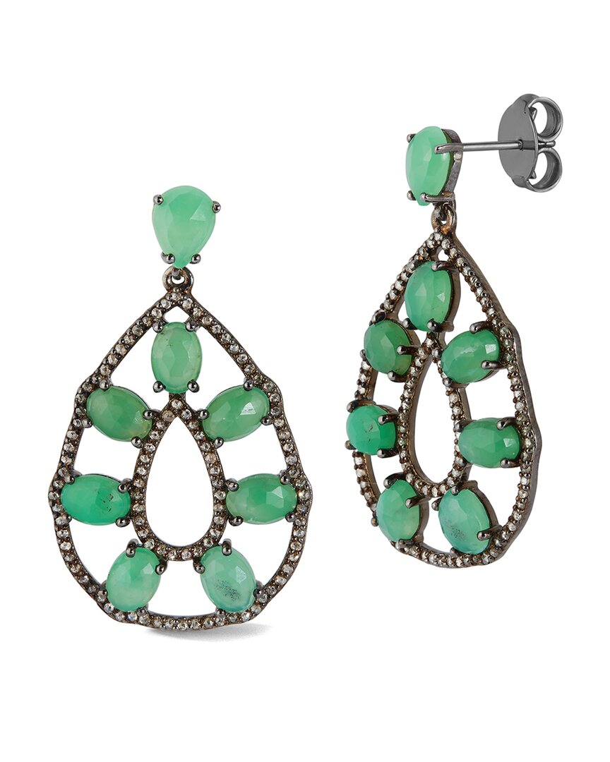 Shop Banji Jewelry Dnu 0 Units Sold  Silver 14.06 Ct. Tw. Diamond & Chrysoprase Drop Statement Earrings