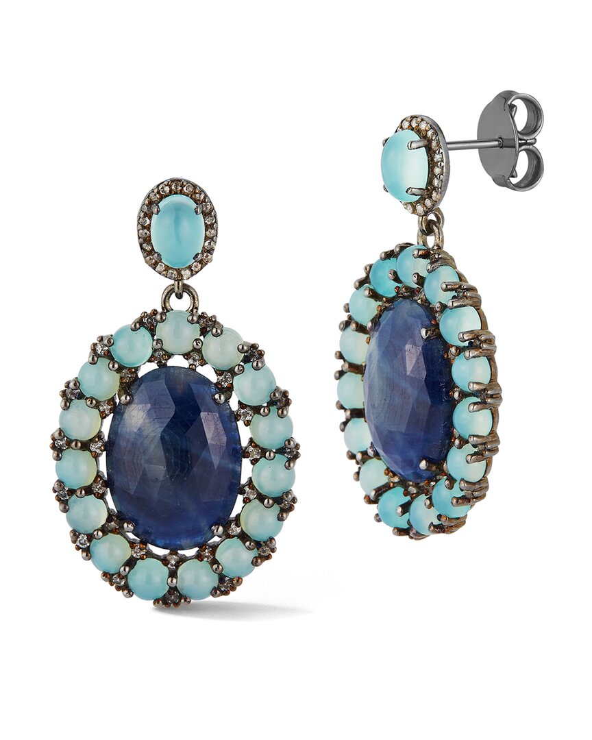Banji Jewelry Silver 0.23 Ct. Tw. Diamond & Gemstone Drop Earrings
