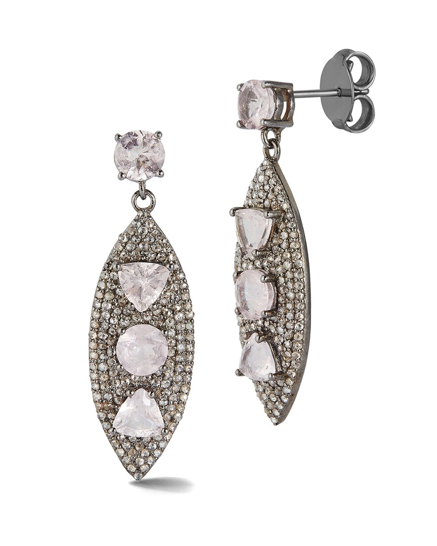 Banji Jewelry Silver 7.81 Ct. Tw. Diamond & Morganite Drop Earrings