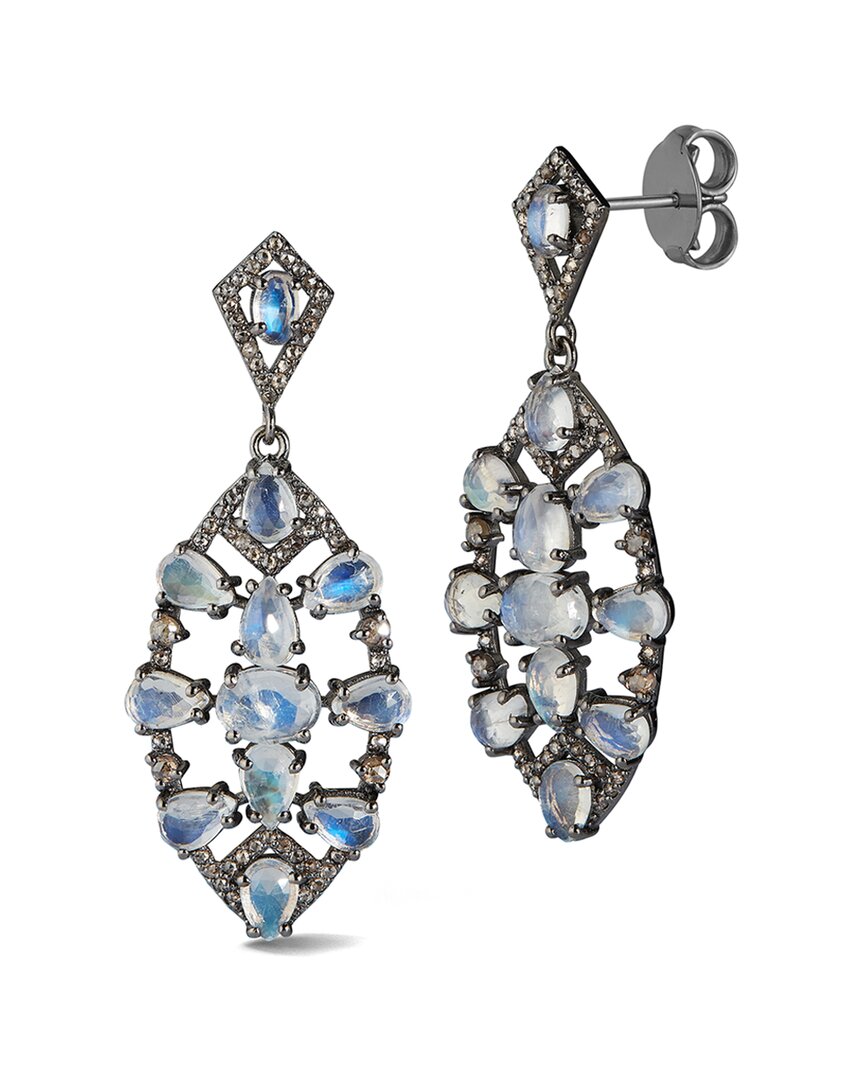 Banji Jewelry Silver 1.10 Ct. Tw. Diamond & Lavender Quartz Drop Statement Earrings