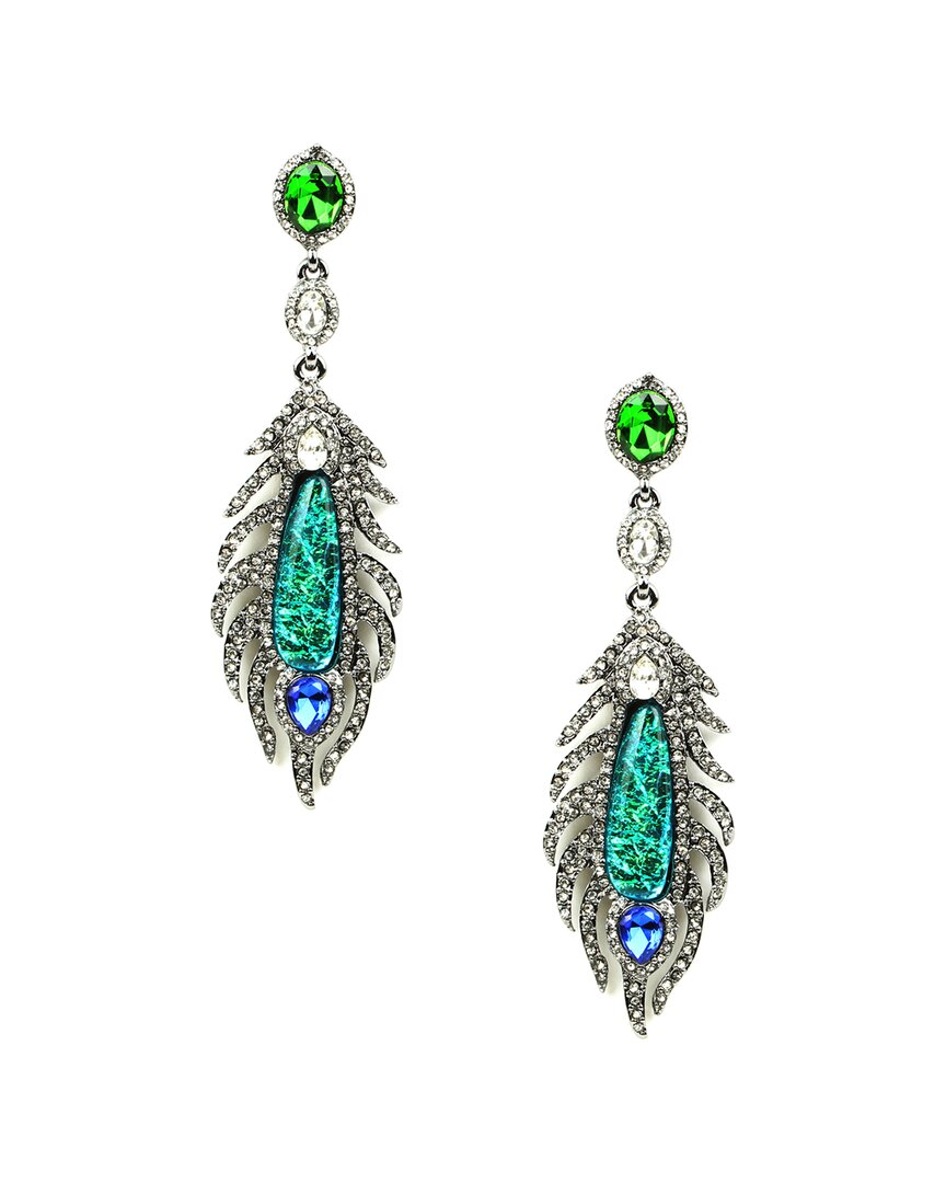 Eye Candy La Peacock Feather Drop Earrings