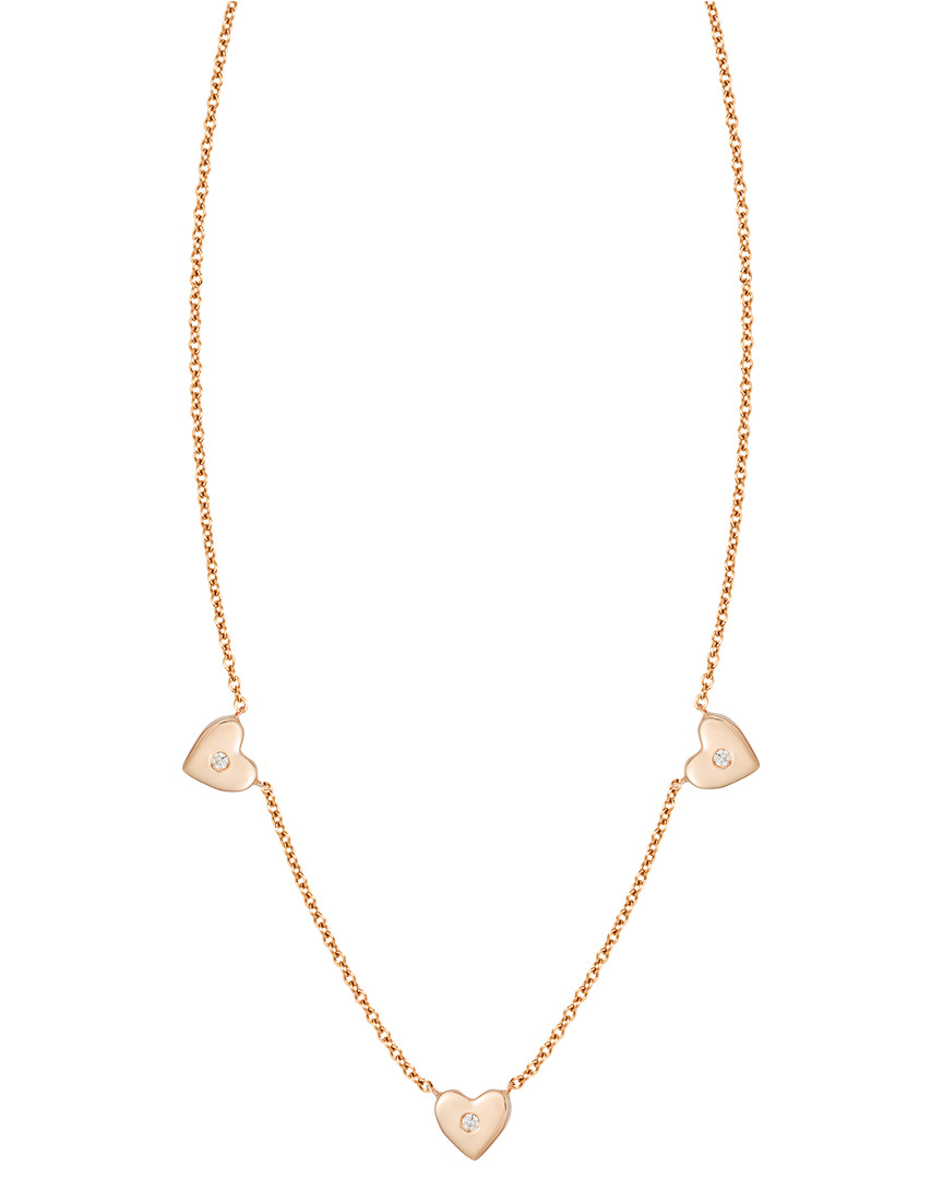 Ariana Rabbani Three Diamond Bezel-set Gold Heart Necklace In White
