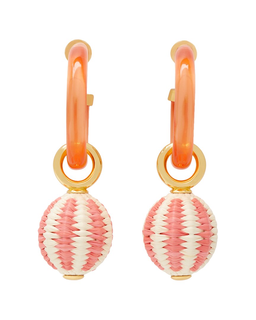 Kate Spade Gold-tone Raffia Charm Color Hoop Earrings