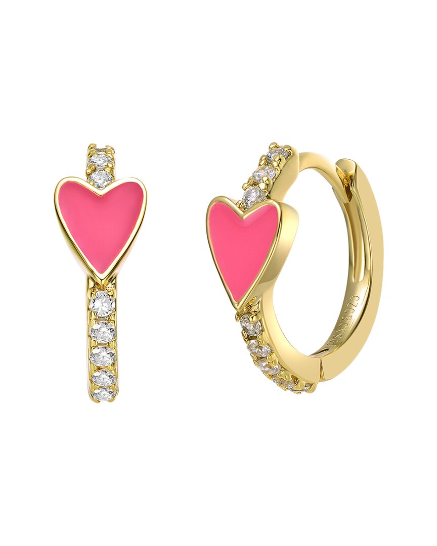 Rachel Glauber 14k Plated Cz Heart Hoops