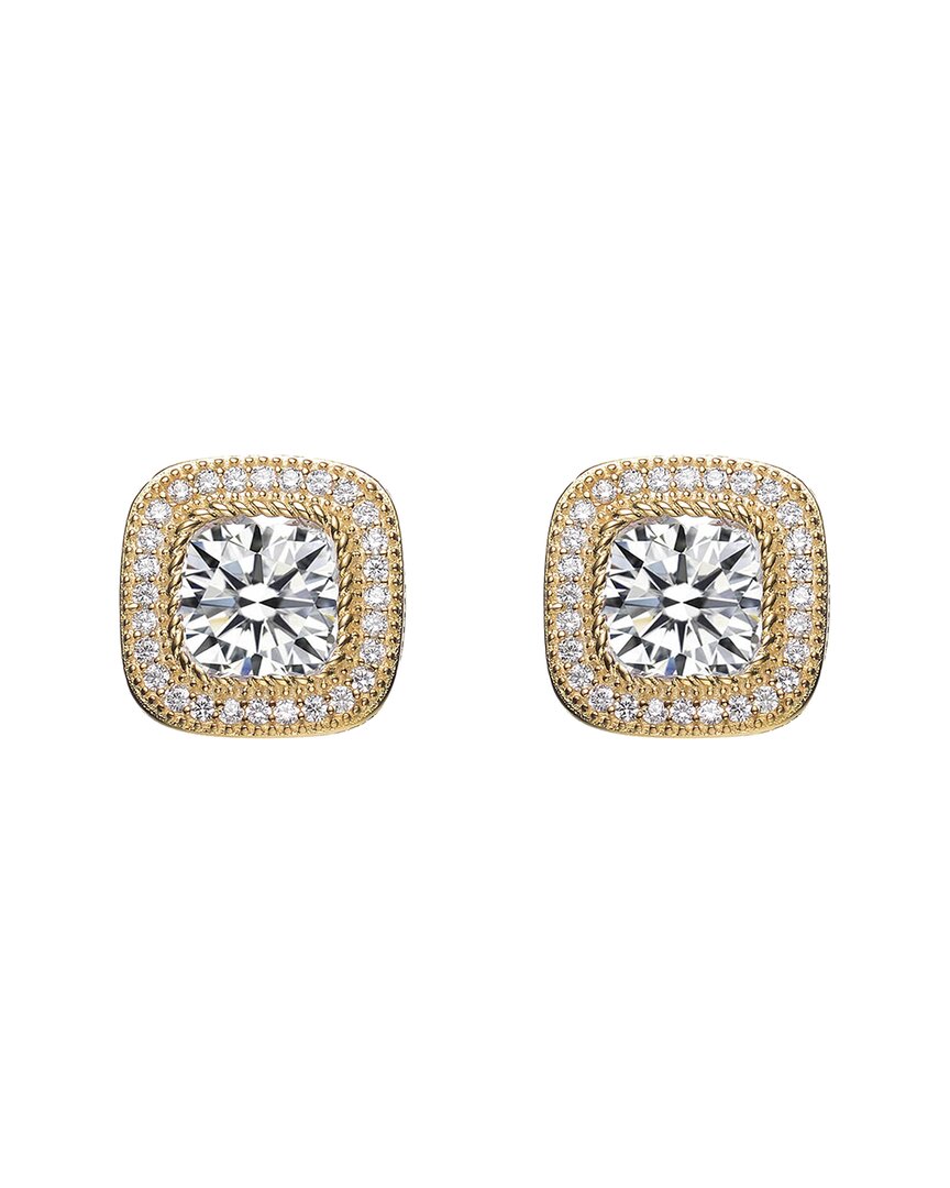 Genevive 14k Over Silver Cz Drop Earrings