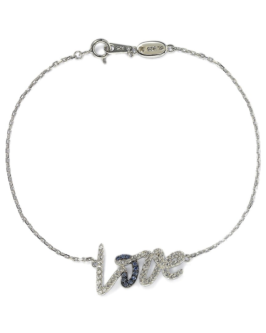 Suzy Levian Silver 0.02 Ct. Tw. Diamond & Sapphire Love Bracelet