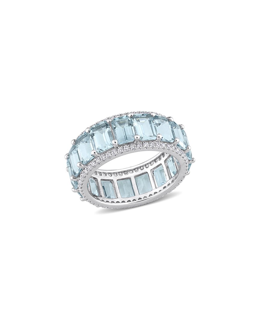 Rina Limor 14k 10.00 Ct. Tw. Diamond & Aquamarine Eternity Ring