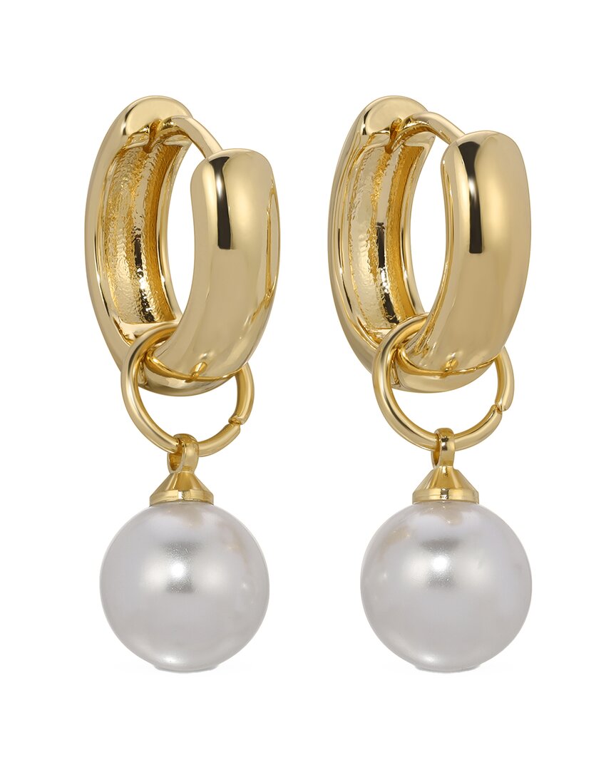 Eye Candy La Women's The Luxe Collection Carina Goldtone & Simulated Pearl Huggie Earrings