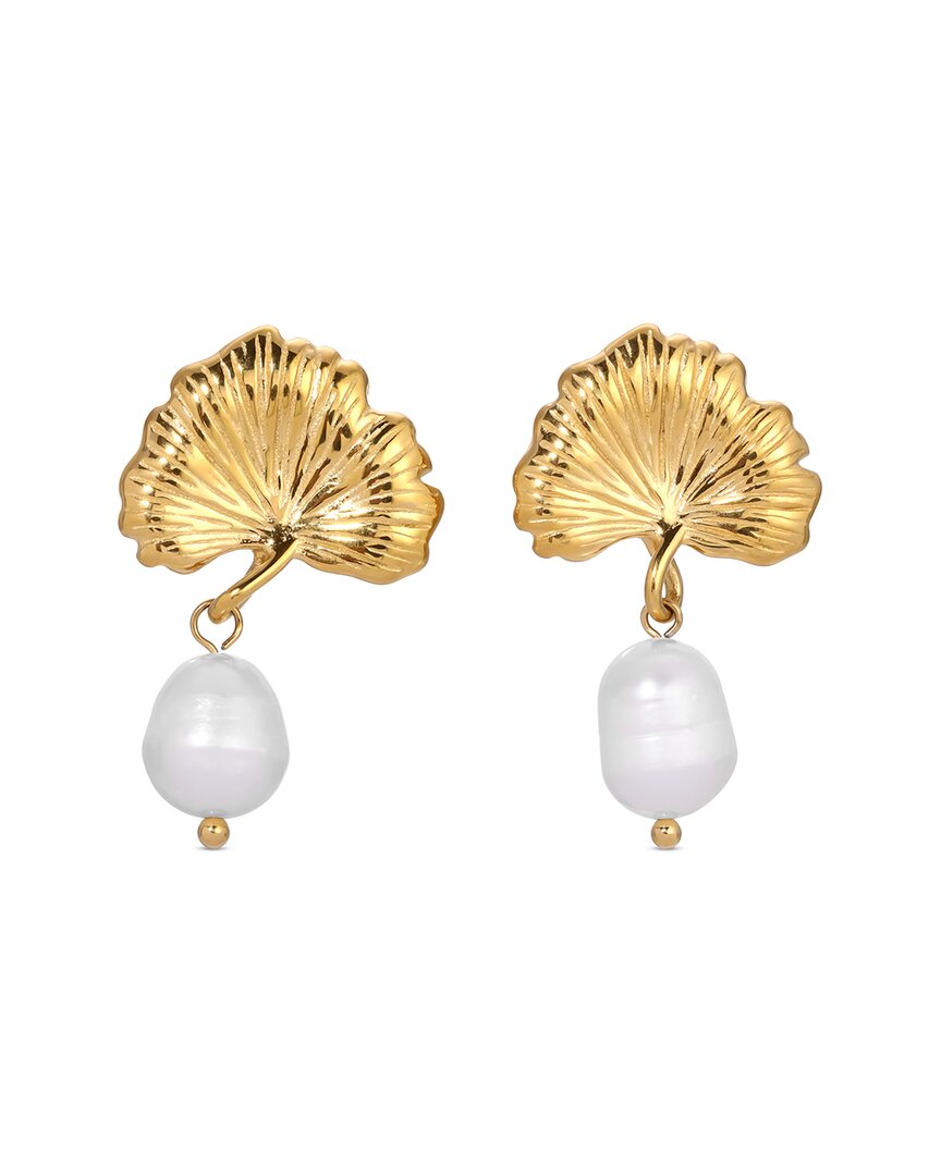 Eye Candy La Women's Luxe Rana Goldtone & Simulated Pearl Ginkgo Drop Earrings