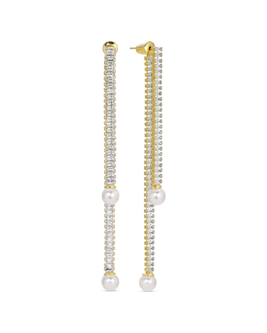 Eye Candy La Women's Luxe Aziza Goldtone, Cubic Zirconia & Simulated Pearl Dangle Fringe Earrings