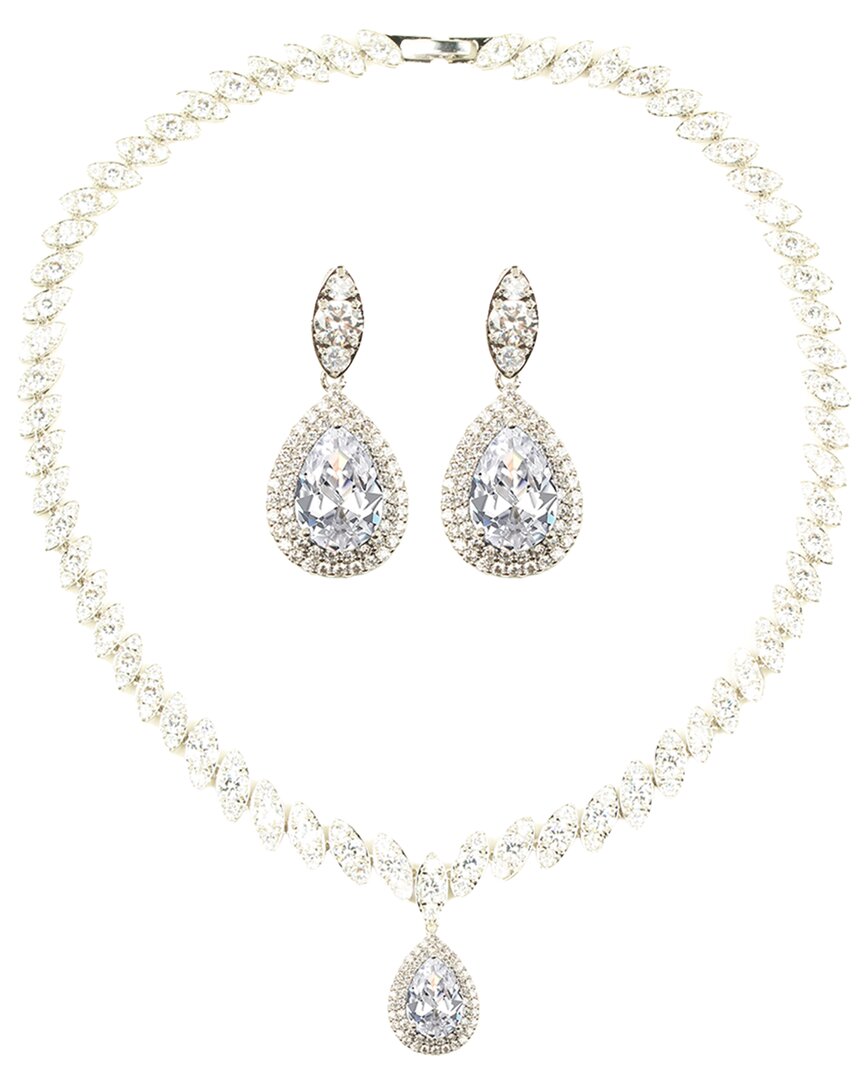 Eye Candy La Women's 2-piece The Luxe May Silvertone & Cubic Zirconia Necklace & Earrings Set