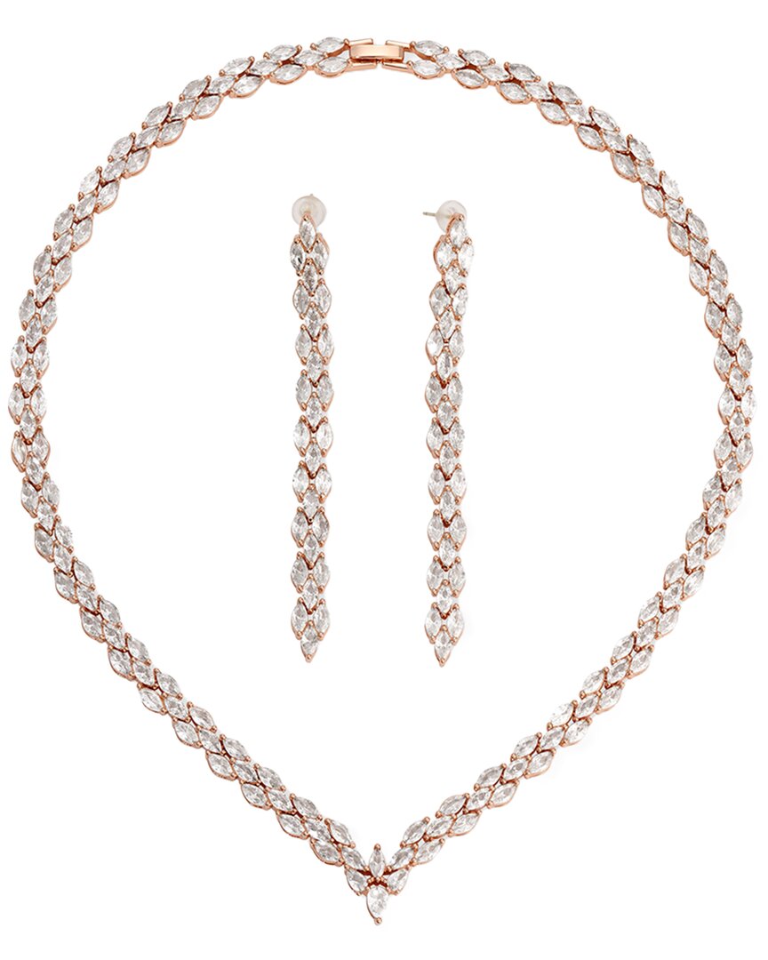 Eye Candy La Women's Luxe Alice 2-piece 18k Rose Goldplated & Cubic Zirconia Necklace & Earrings Set