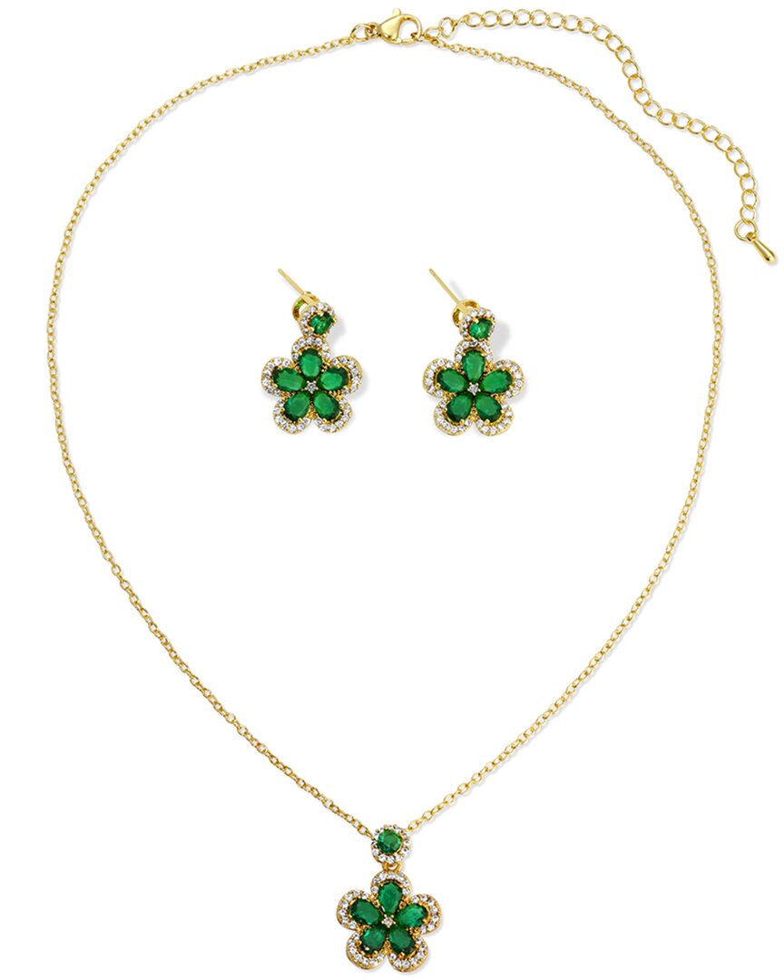Eye Candy La Women's Luxe Lina 2-piece 14k Goldplated & Cubic Zirconia Necklace & Earring Set