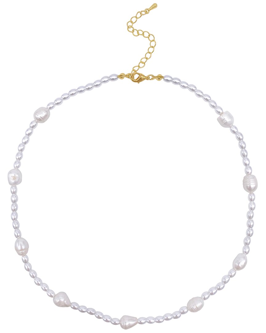 Adornia 14k Plated 5-10mm Mm Pearl Strand Necklace In Metallic