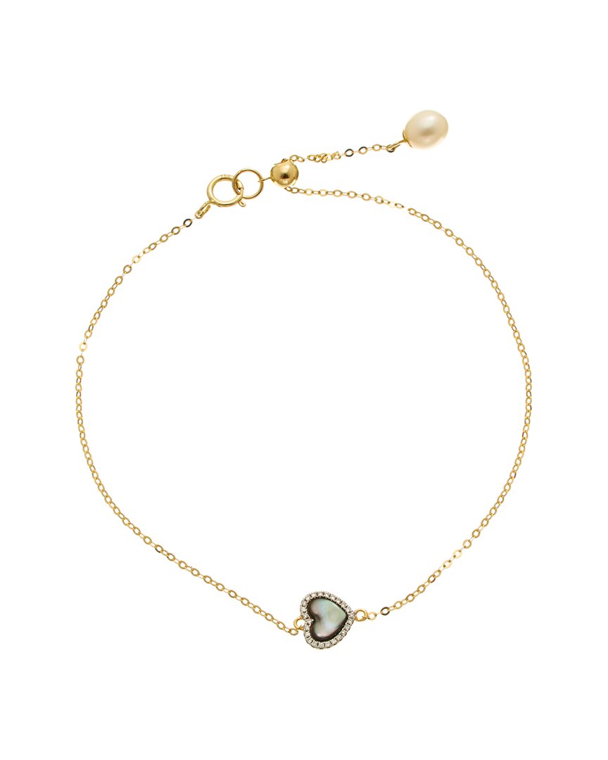 MAITRE DE DIAMANT MAITRE DE DIAMANT 18K 0.02 CT. TW. DIAMOND & PEARL BRACELET