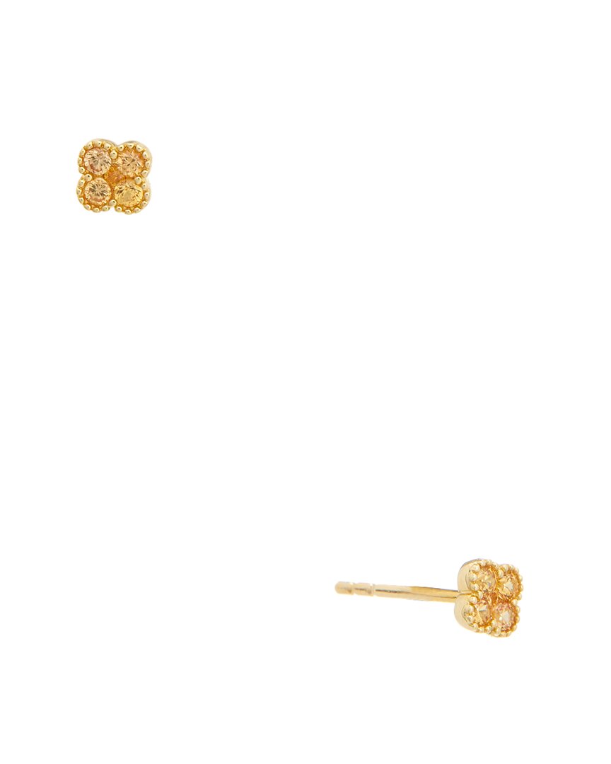MAITRE DE DIAMANT MAITRE DE DIAMANT 18K 0.18 CT. TW. ORANGE SAPPHIRE EARRINGS 