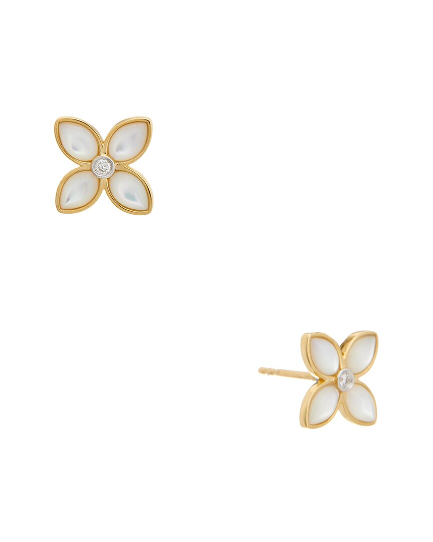 Maitre De Diamant 18k 0.02 Ct. Tw. Diamond & Pearl Earrings