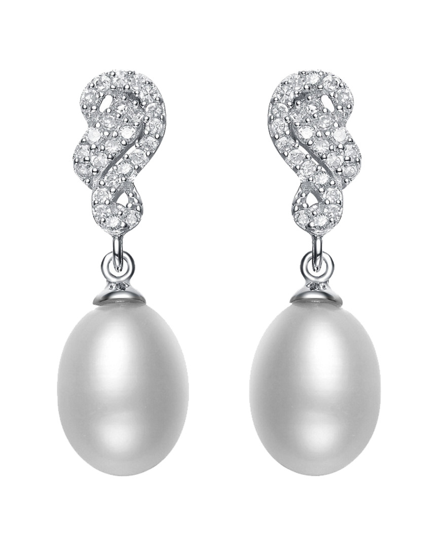 Genevive Silver Cz & Pearl Earrings